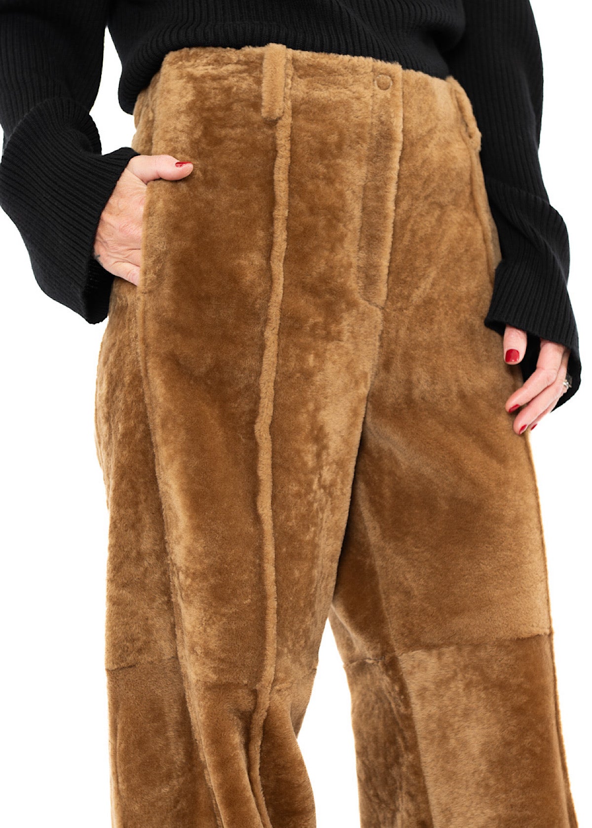 WIDE FUR LEATHER TROUSER