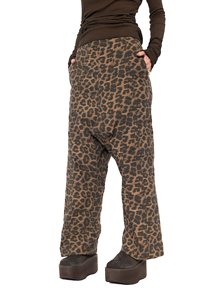 LEOPARD PRINT DROP CROTCH TROUSER