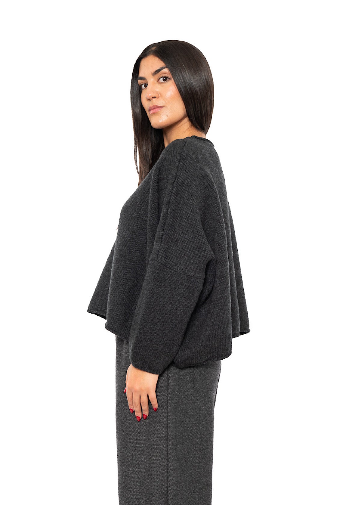 CROPPED CASHMERE BLEND FAUSTA PULLOVER