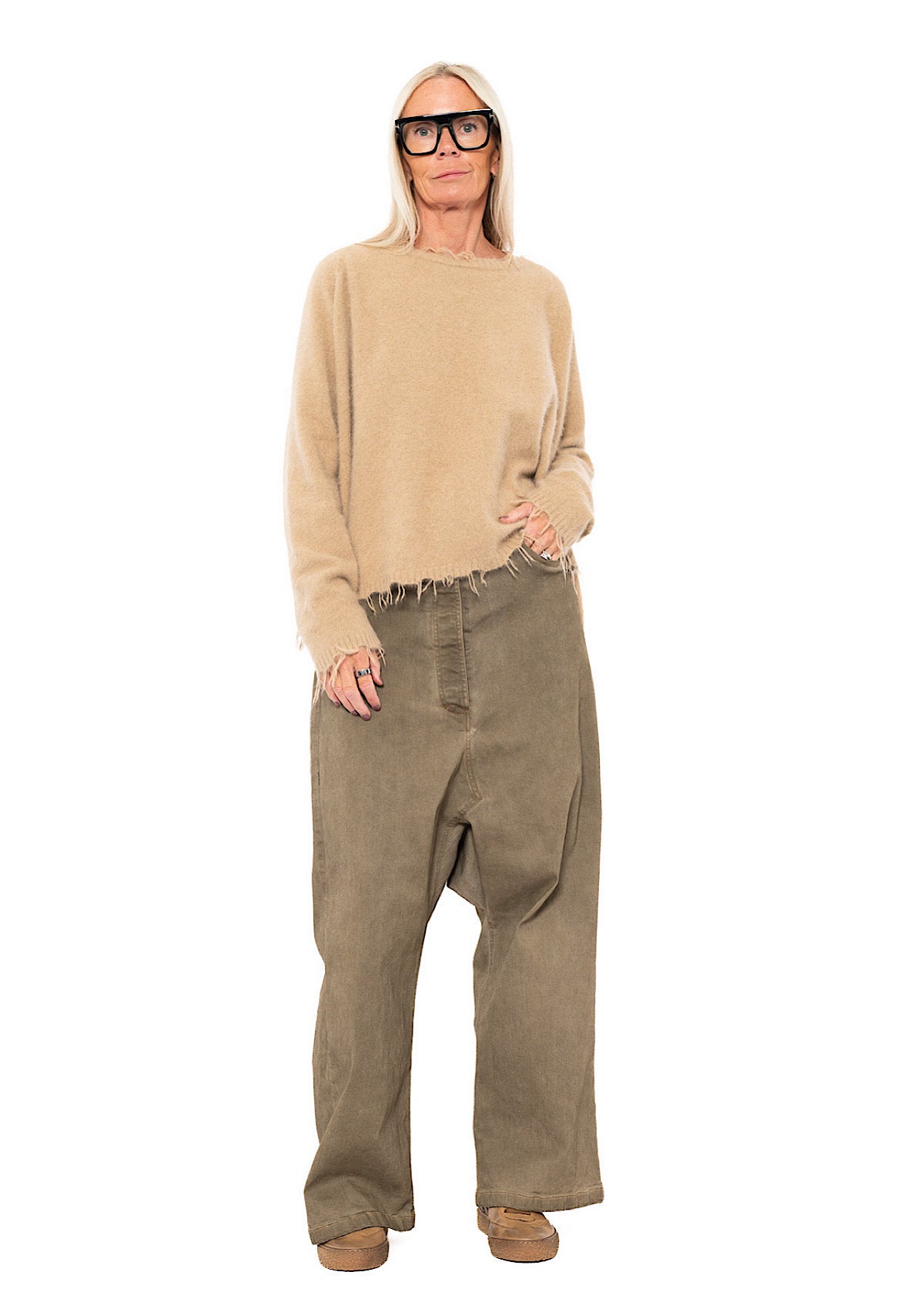 GARMENT-DYED WIDE-LEG DENIM TROUSER