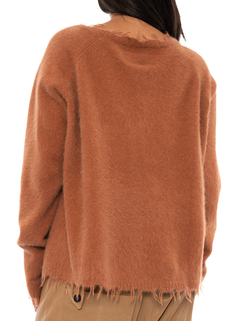 RELAXED FRAYED KNIT PULLOVER