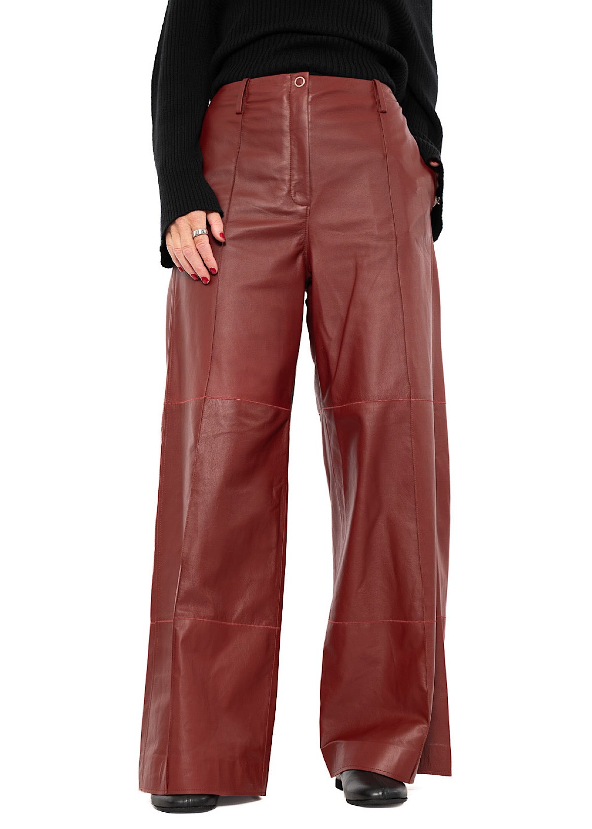 SIGNATURE WIDE LEG LEATHER TROUSER