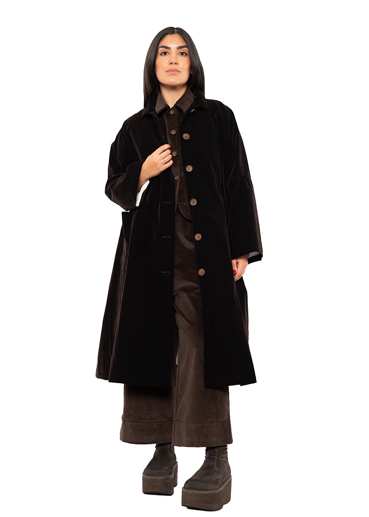 OVERSIZED CRUSHED VELVET CARA COAT