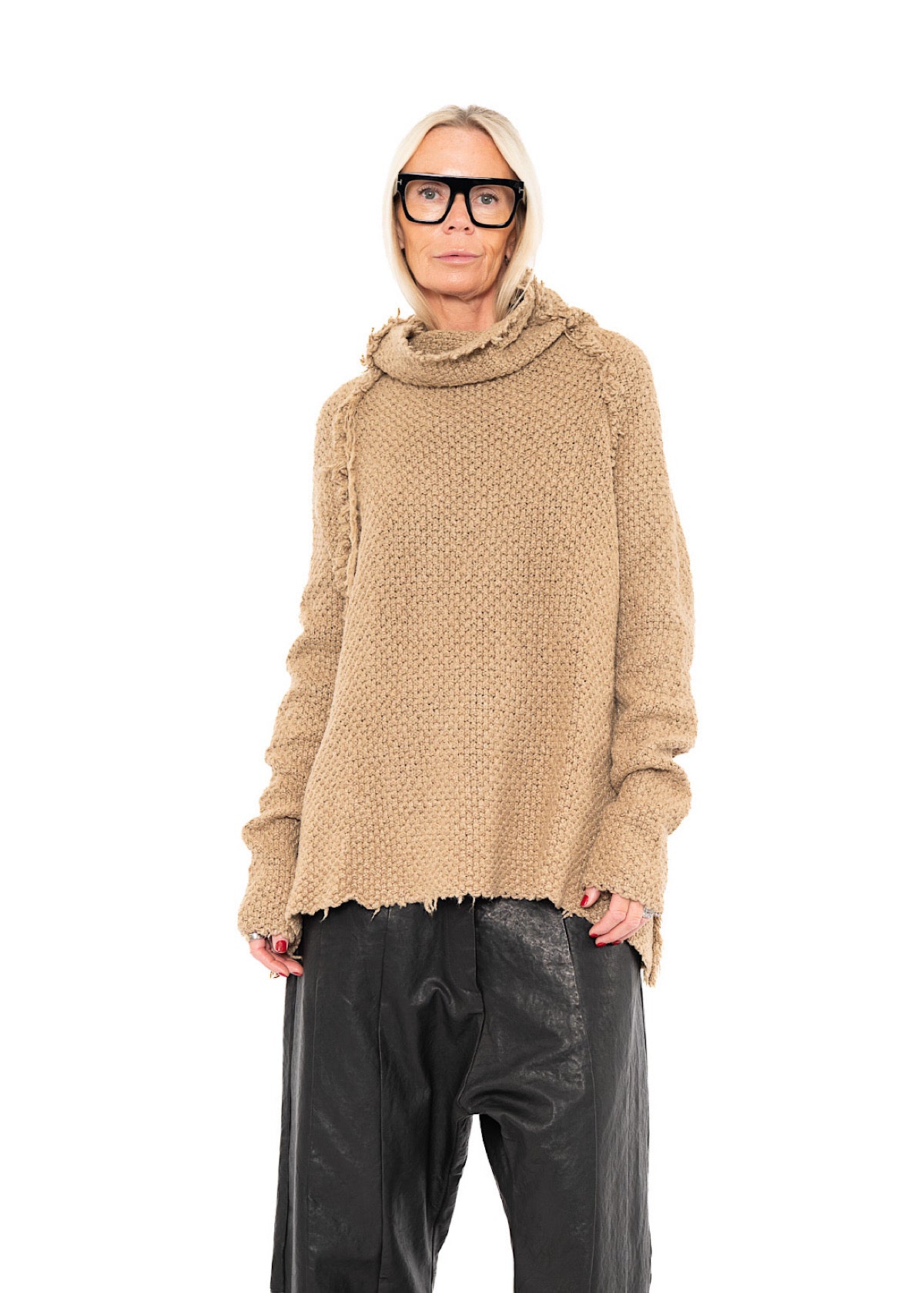 TEXTURED SILK KNIT PULLOVER