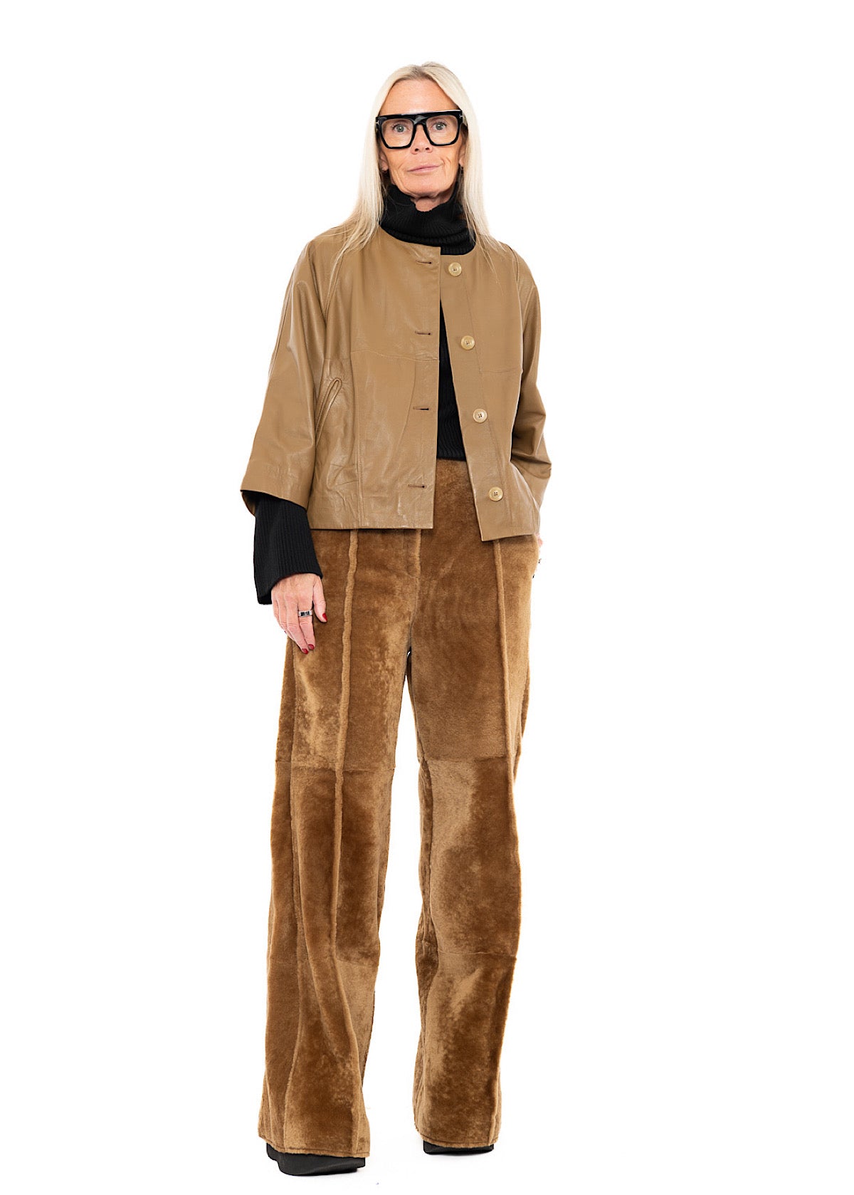 WIDE FUR LEATHER TROUSER