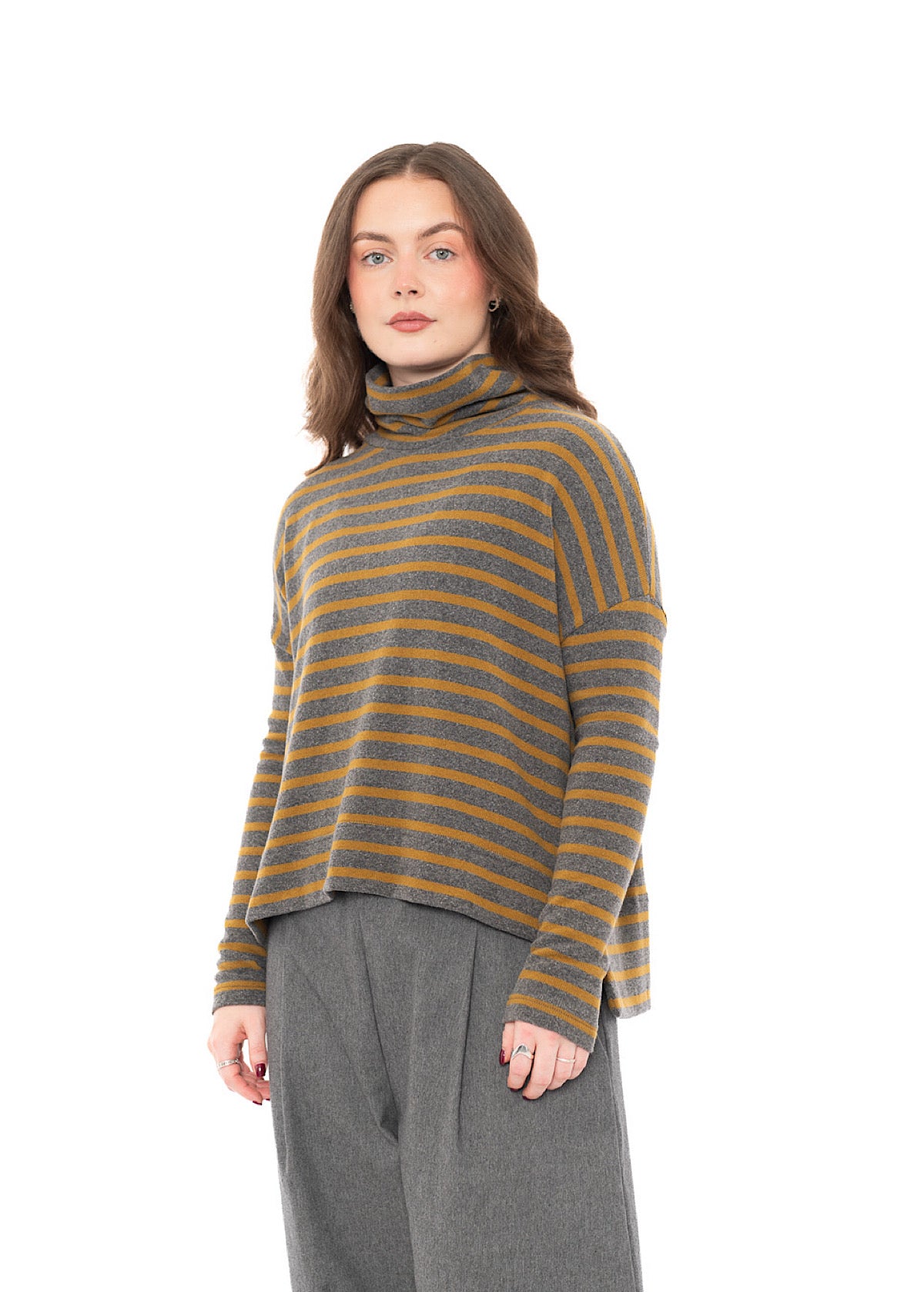 STRIPED COTTON-FLEECE MOYET PULLOVER