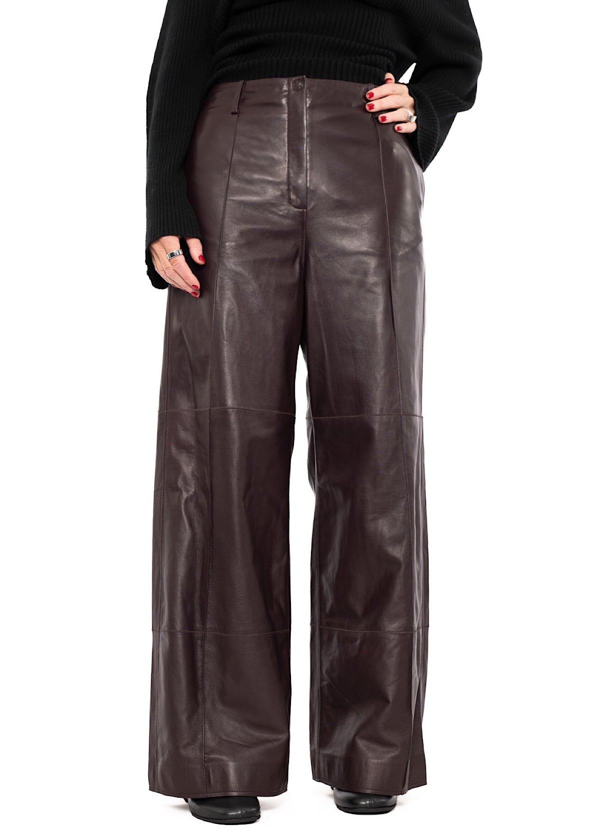 SIGNATURE WIDE LEG LEATHER TROUSER