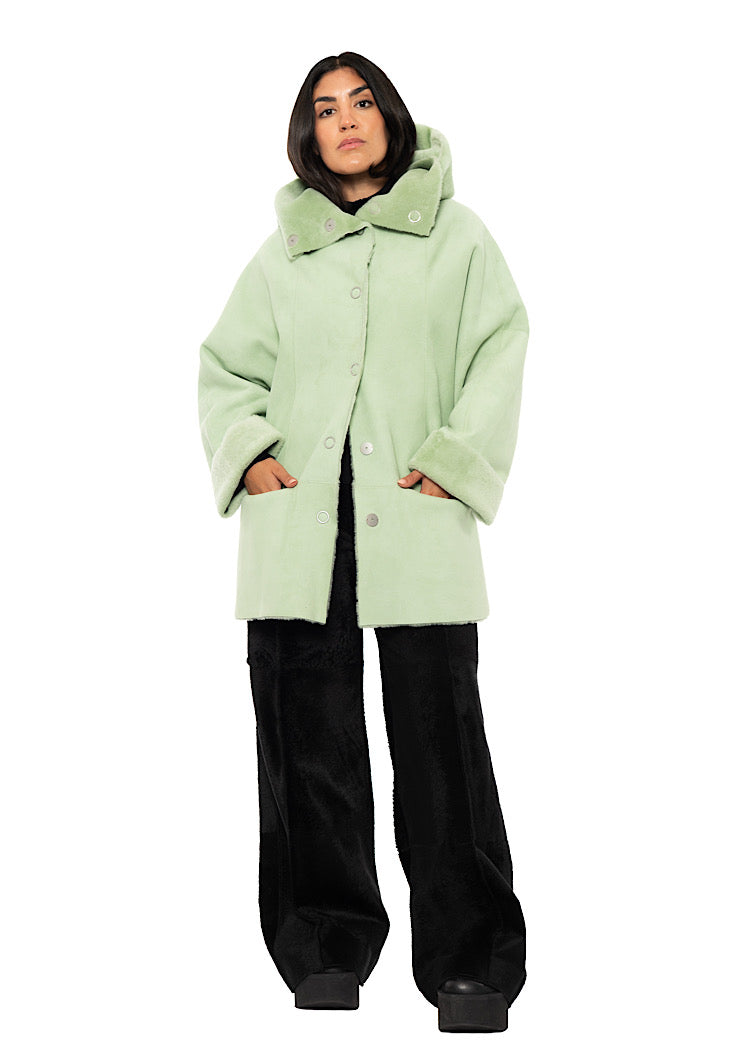 REVERSIBLE FUR HOODED JACKET