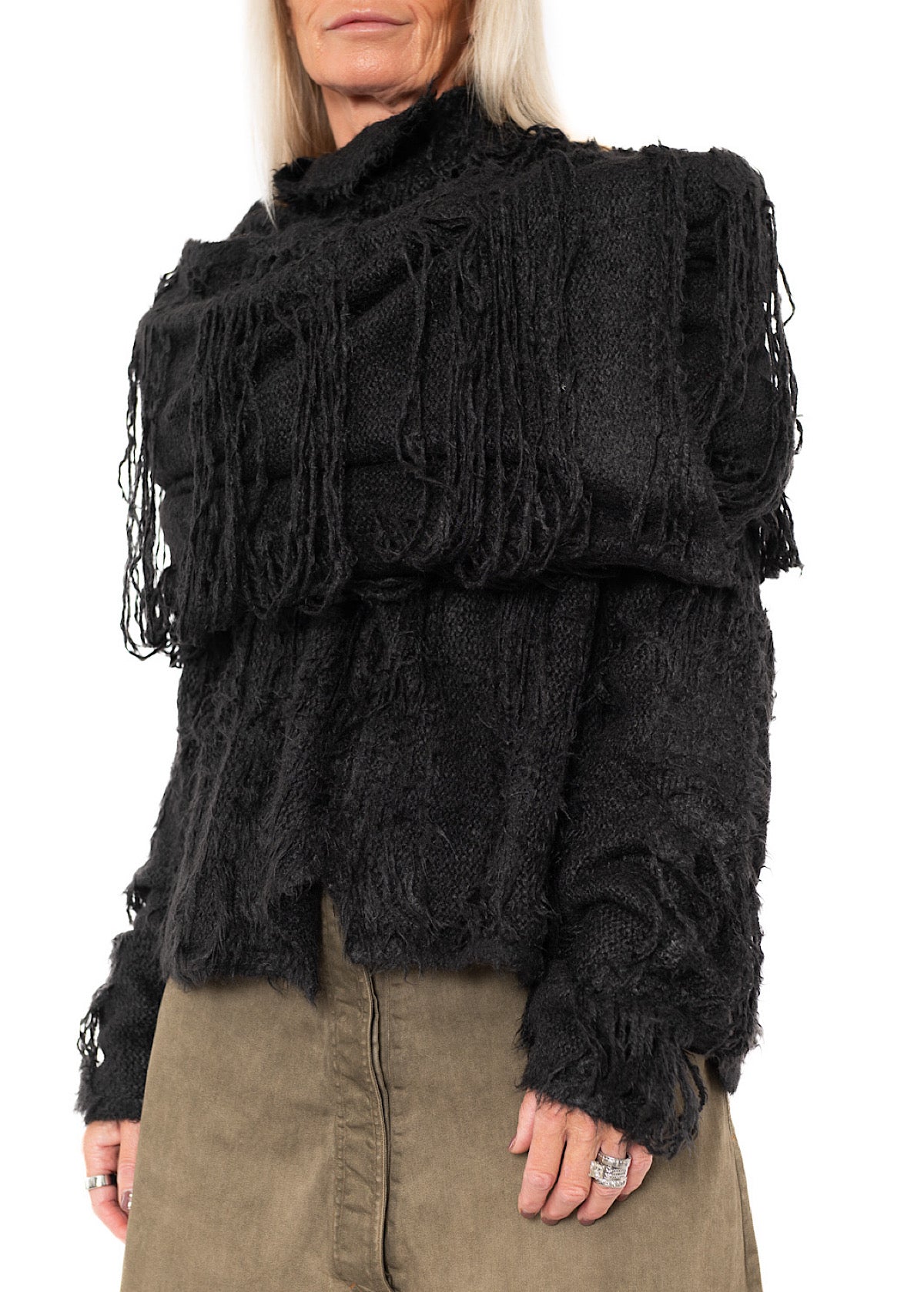 LADDERED SILK KNIT SCARF