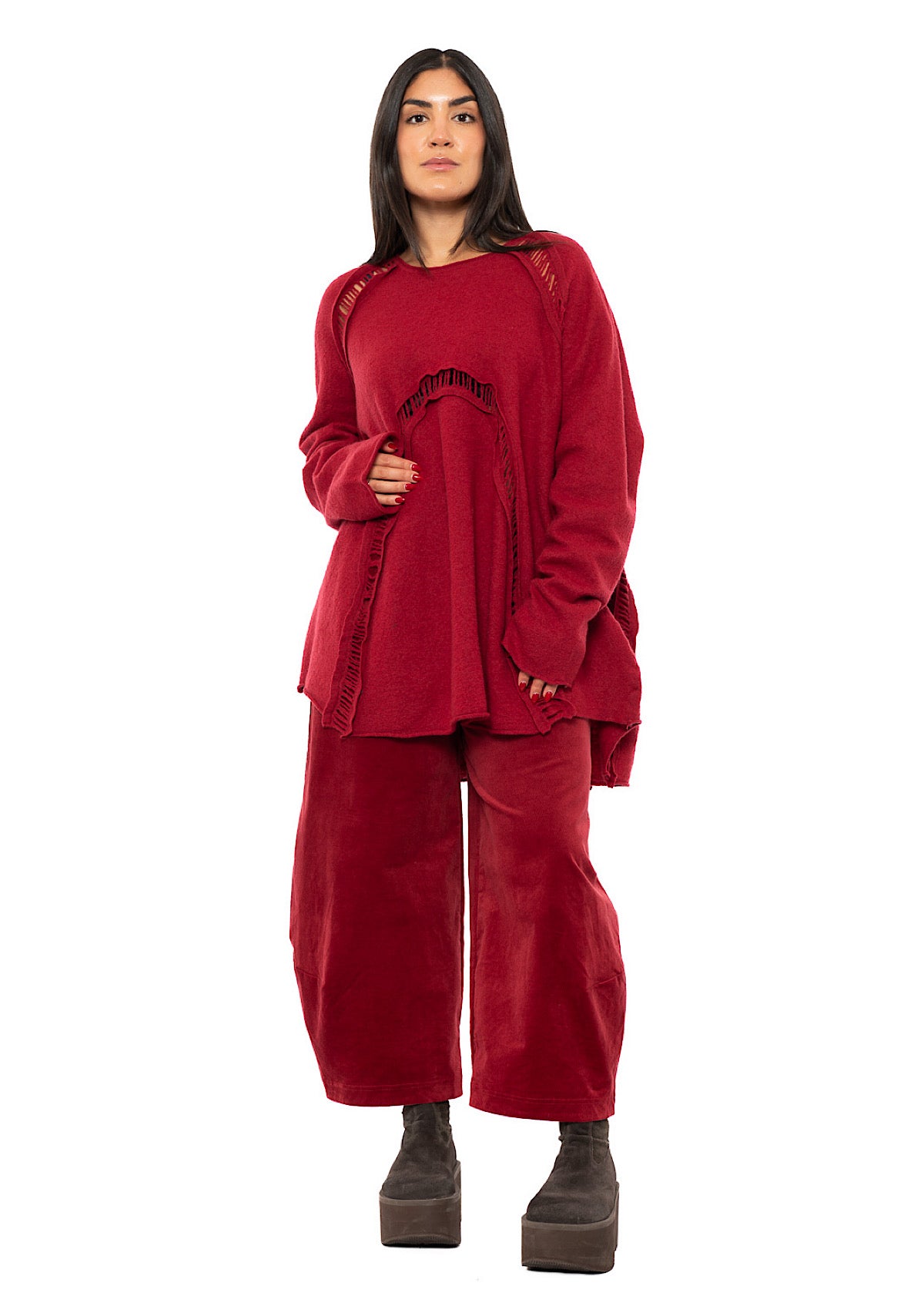 BOILED WOOL LADDER STITCH TUNIC