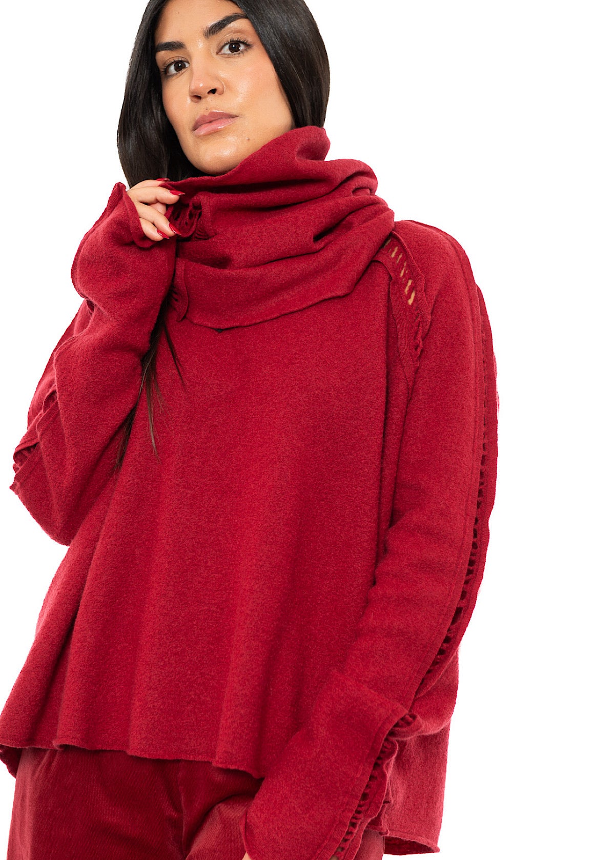 BOILED WOOL LADDER STITCH COLLAR