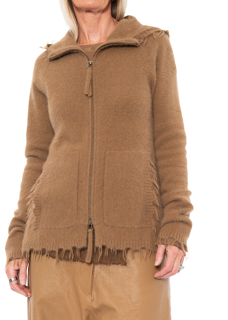 HOODED KNIT CARDIGAN