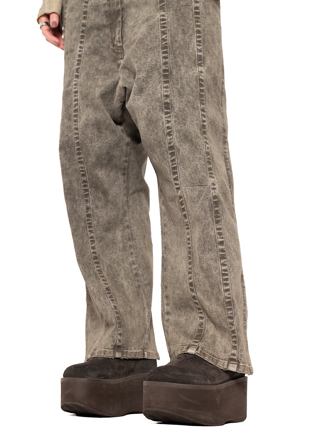 STRAIGHT-LEG DROP-CROTCH DENIM TROUSER