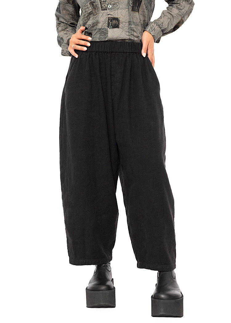 BRUSHED COTTON-LINEN BALLOON TROUSER