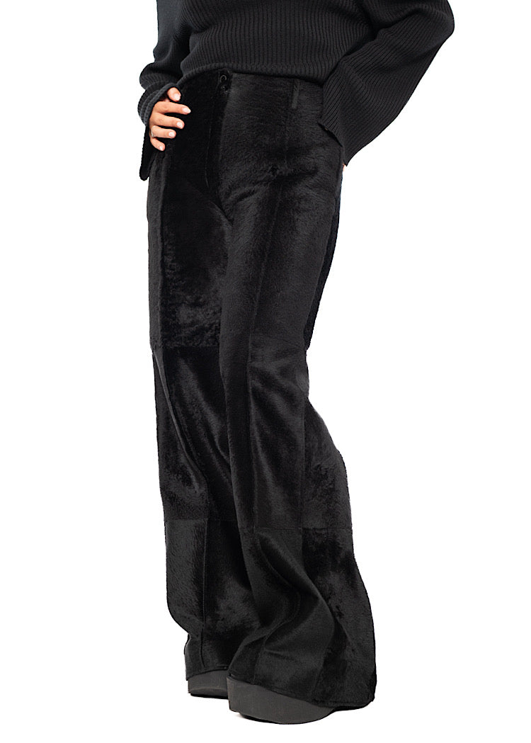FLARED FUR LEATHER TROUSER