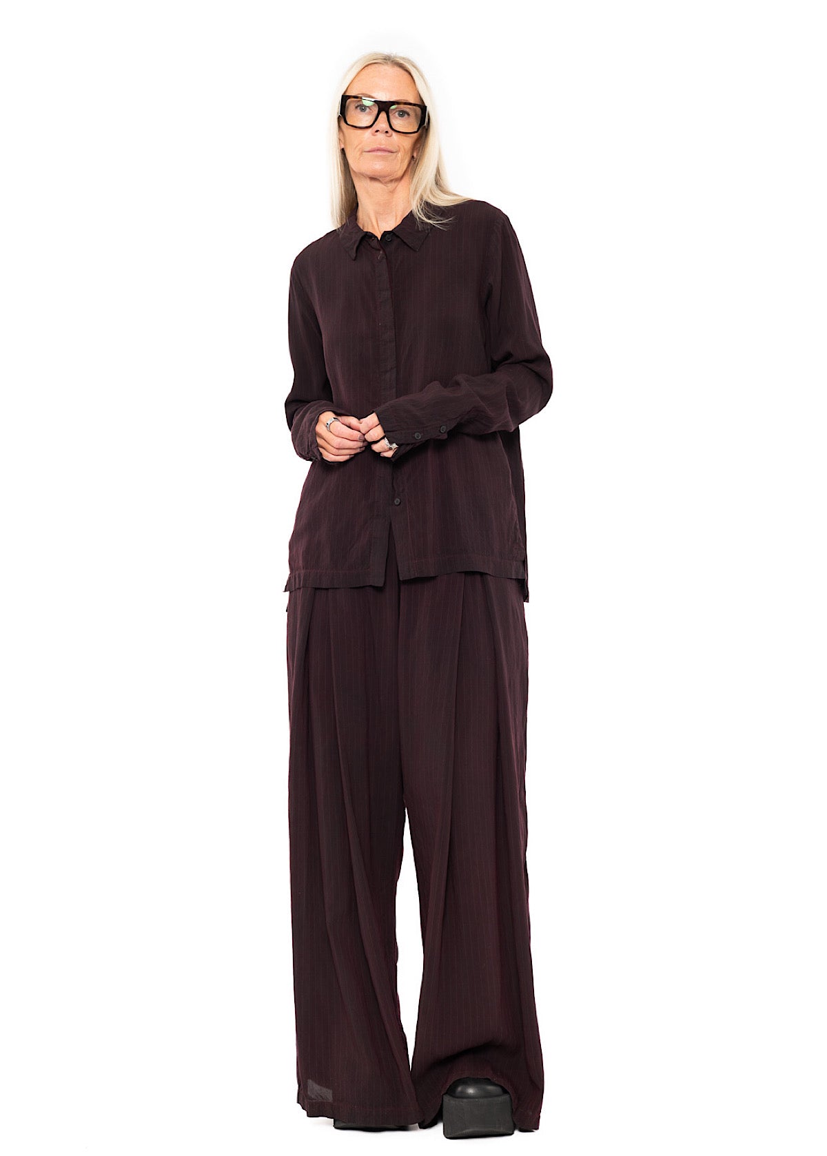 PINSTRIPE VISCOSE-SILK SHIRT