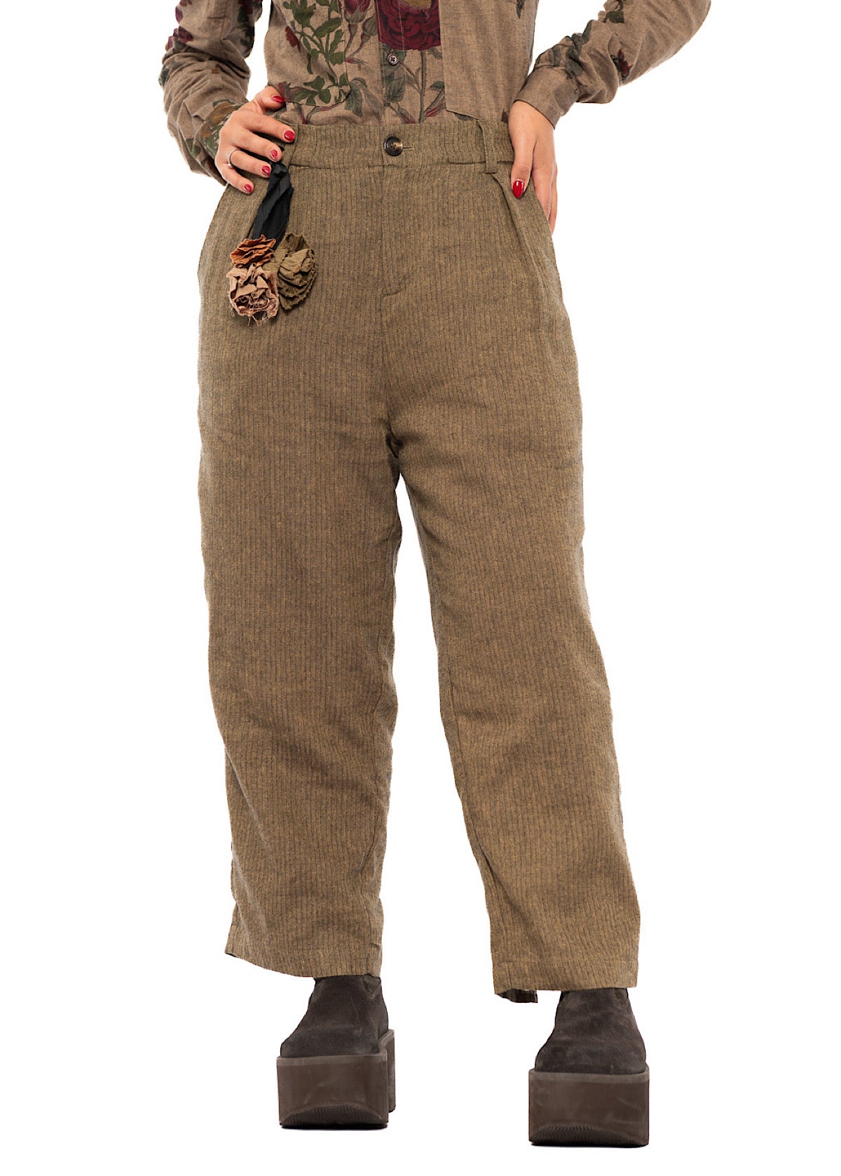 TAPERED HERRINGBONE TROUSER