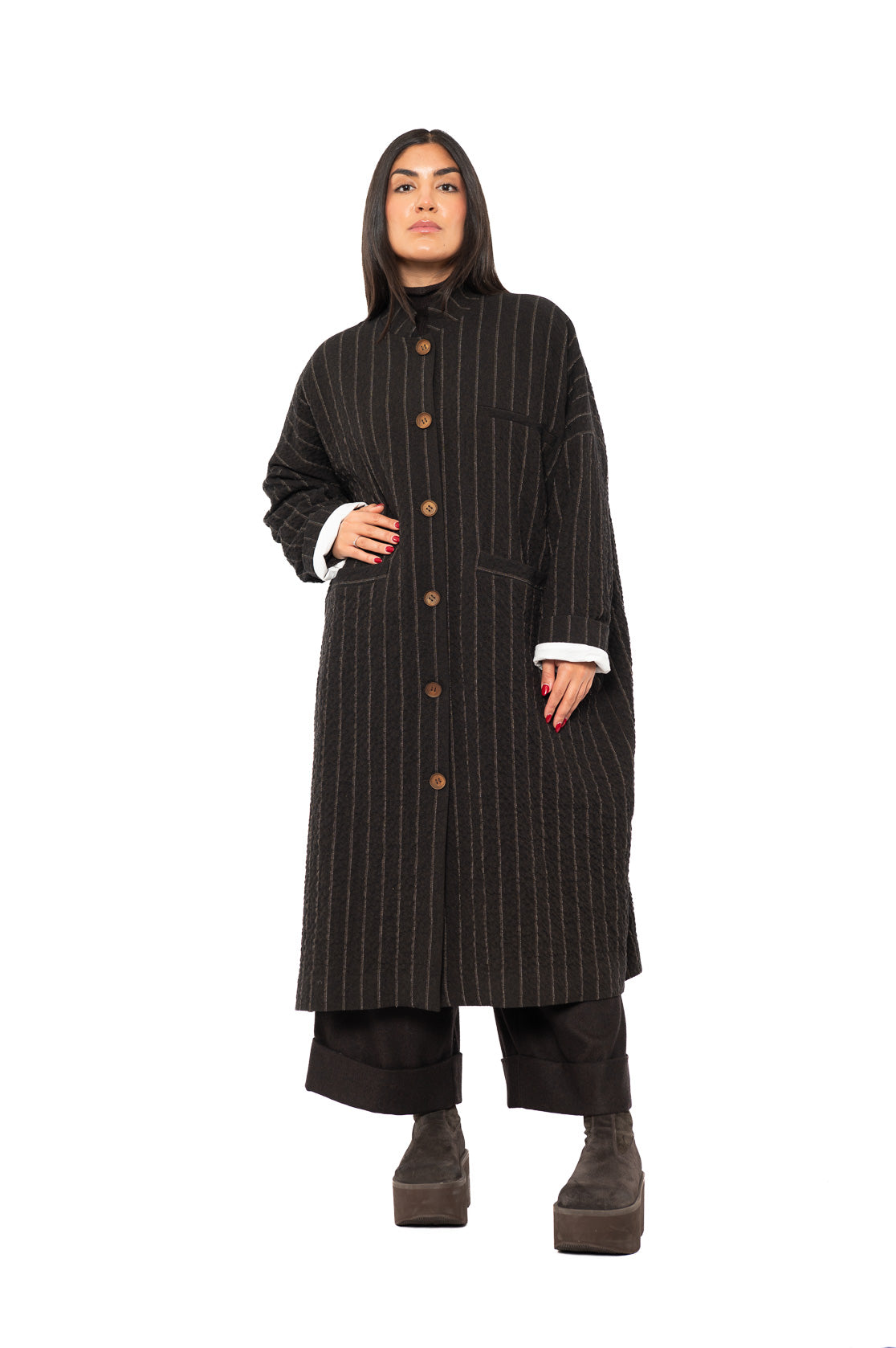 STRIPED WOOL BLEND ISA COAT