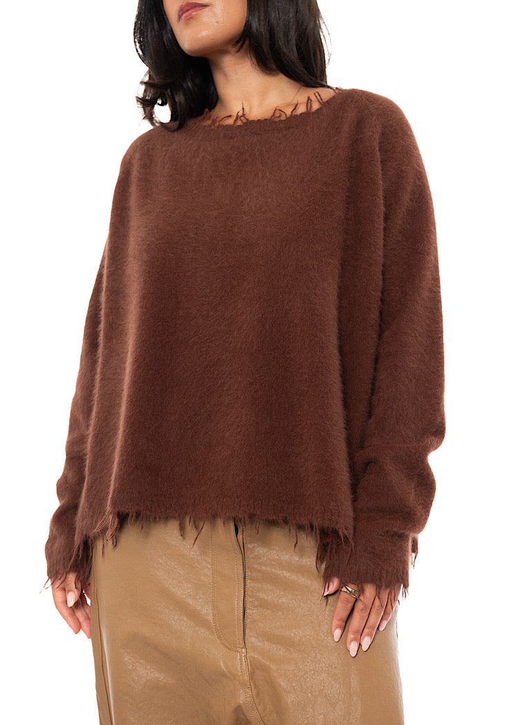 RELAXED FRAYED KNIT PULLOVER