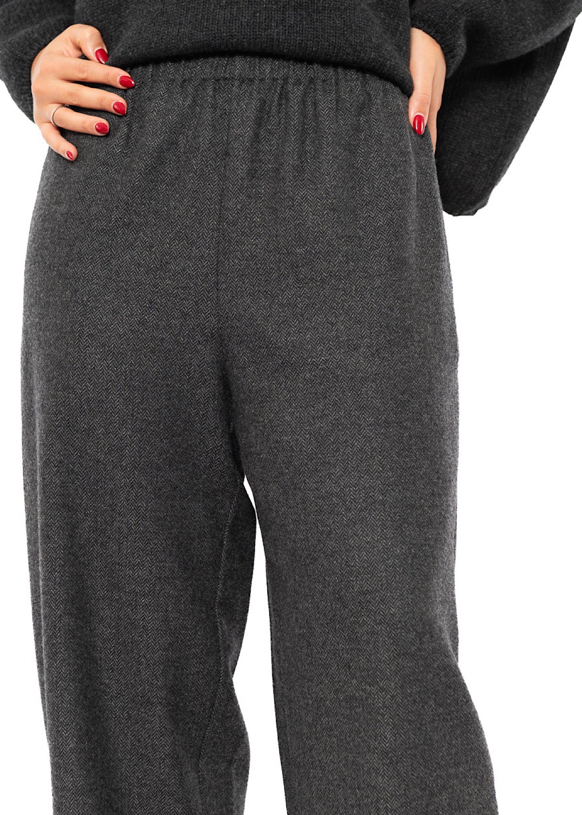 HERRINGBONE WOOL BLEND FOSCO TROUSER