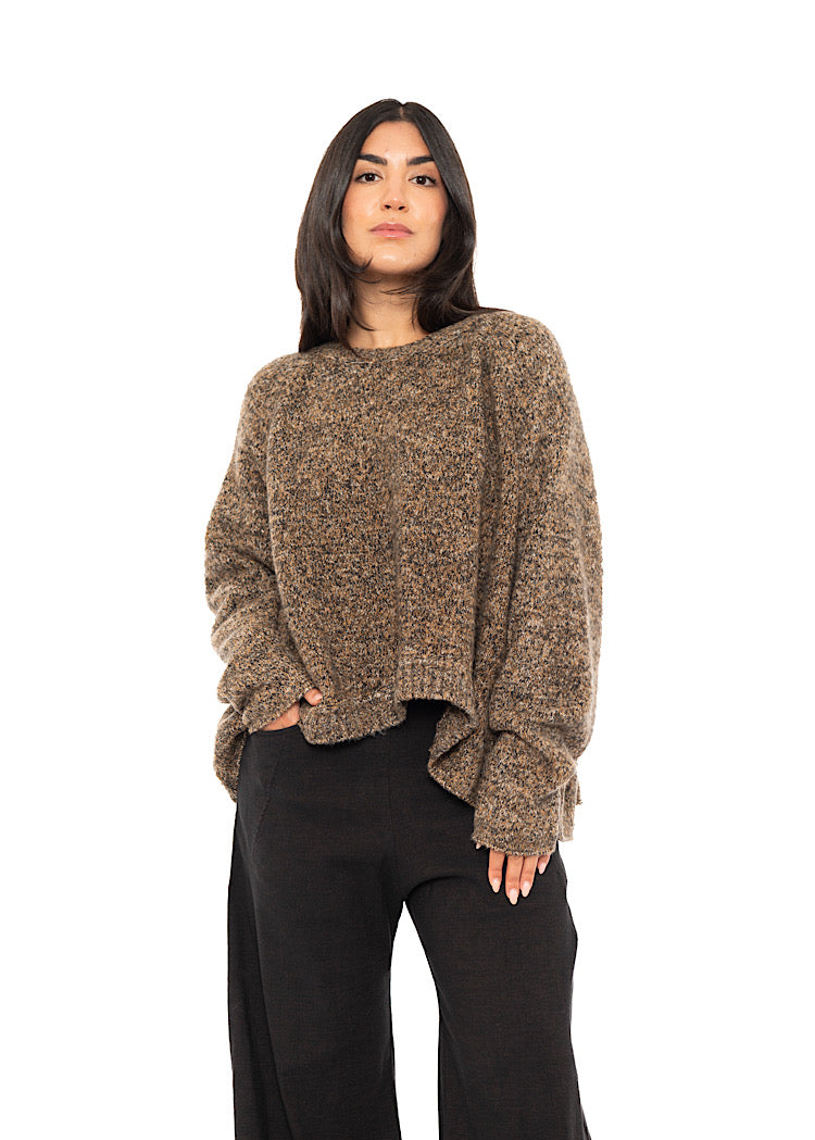 CROPPED MÉLANGE KNITTED PULLOVER