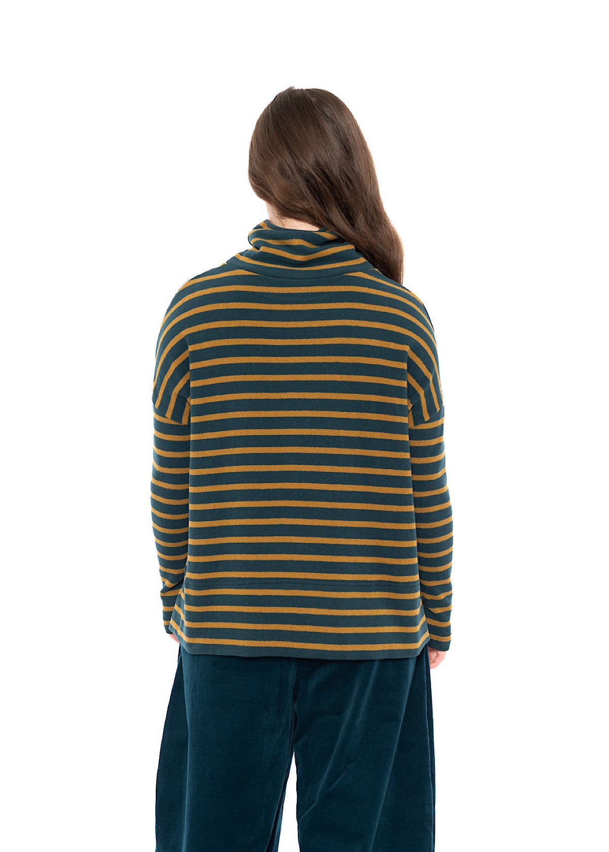 STRIPED COTTON-FLEECE MOYET PULLOVER