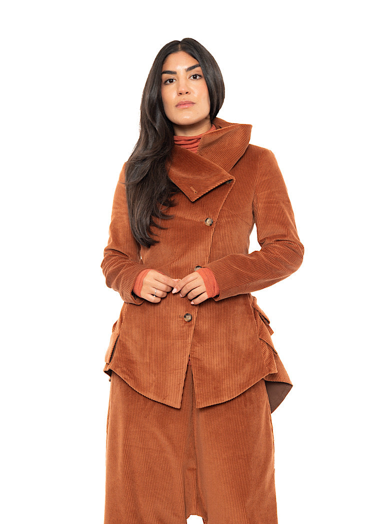 ASYMMETRIC STRETCH CORD VELVET JACKET