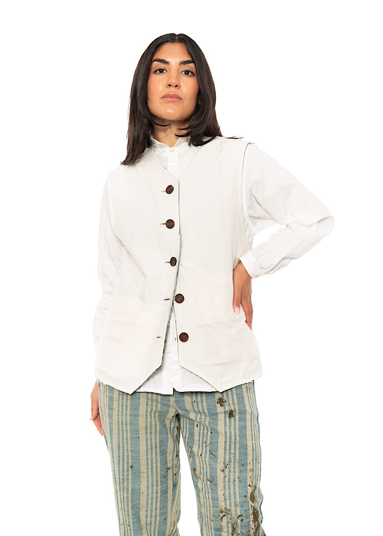 STRAIGHT CUT STRIPED COTTON WAISTCOAT