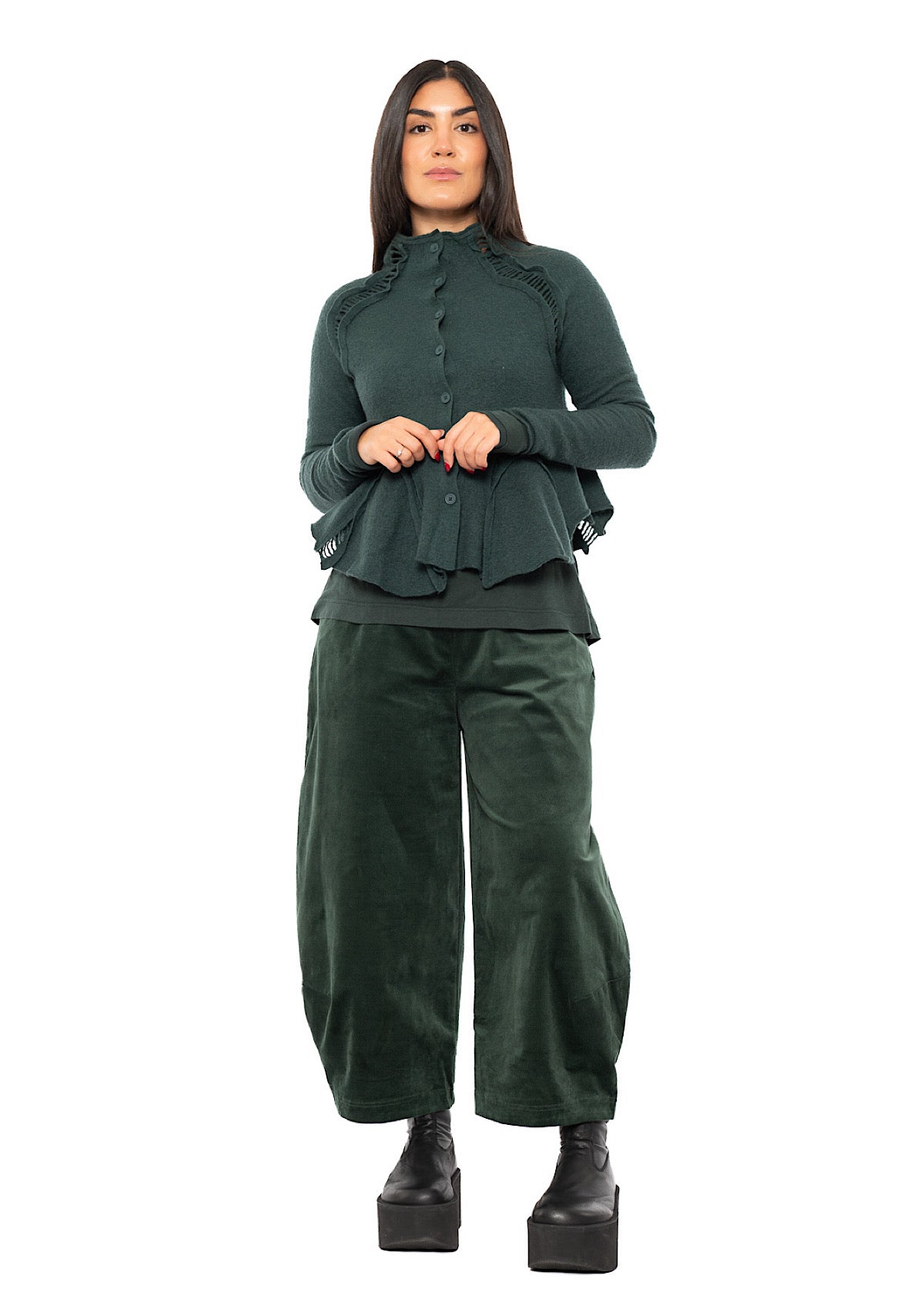 CROPPED BOILED WOOL CARDIGAN