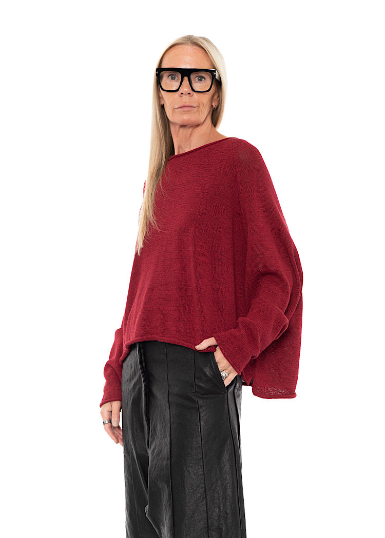 LINEN-BLEND KNITTED PULLOVER