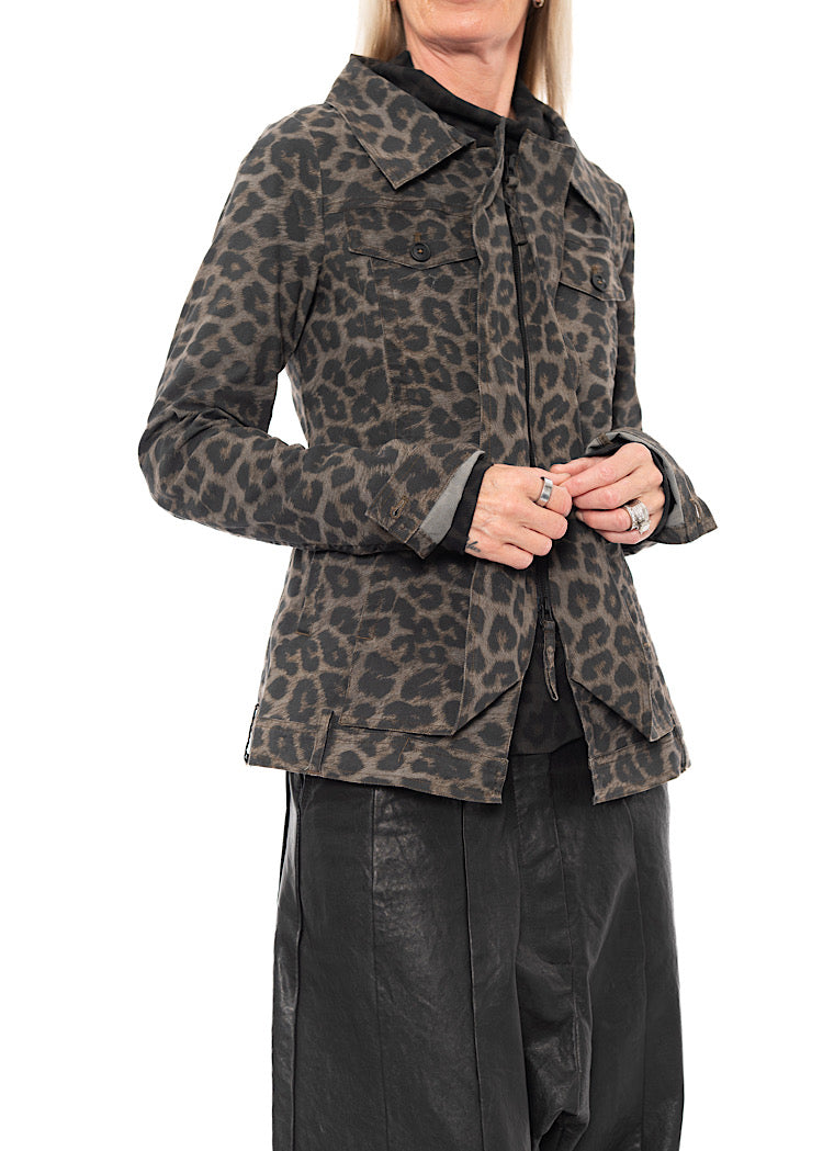 LEOPARD PRINT STRETCH JACKET