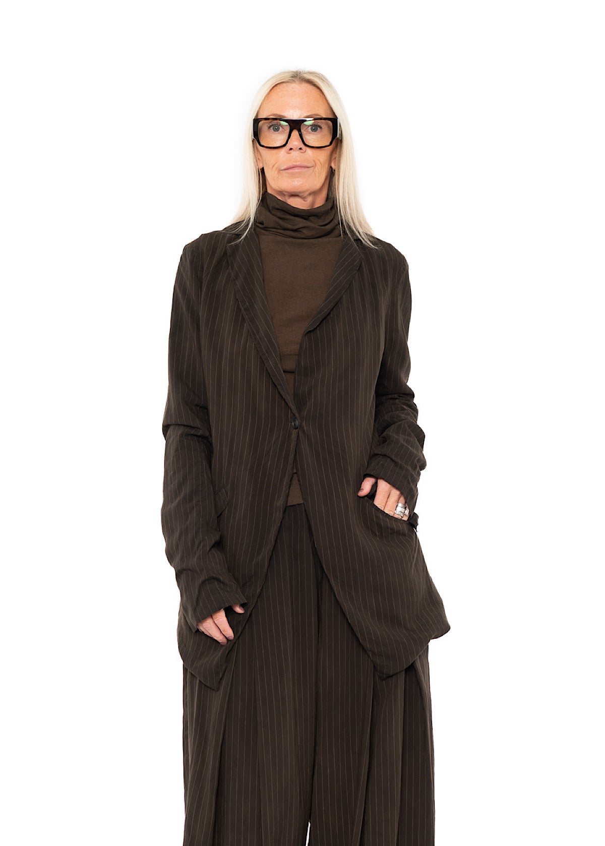 FLUID PINSTRIPE LONGLINE JACKET