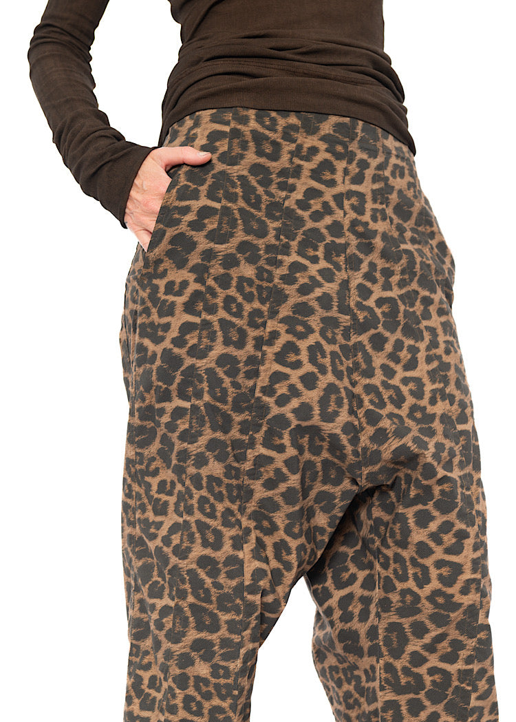 LEOPARD PRINT DROP CROTCH TROUSER