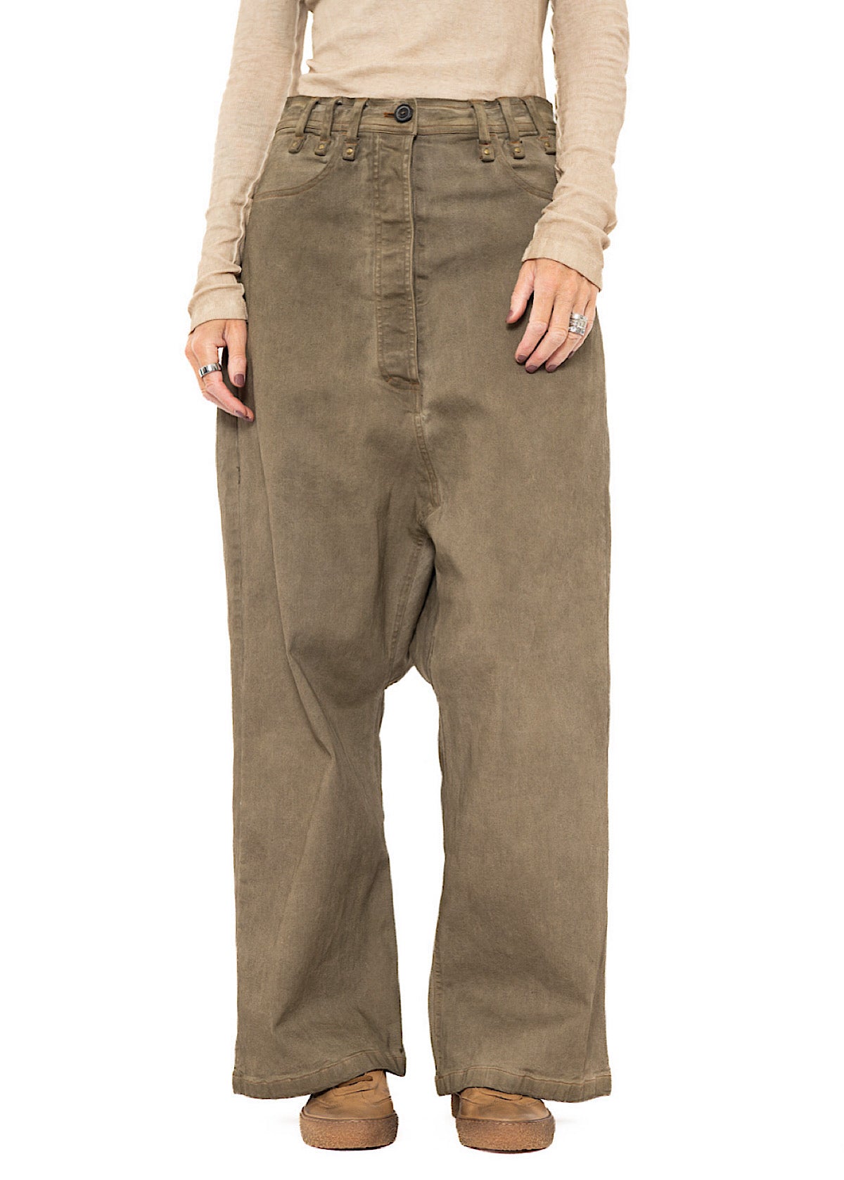 GARMENT-DYED WIDE-LEG DENIM TROUSER
