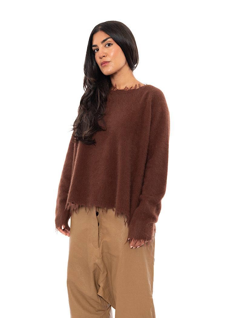 RELAXED FRAYED KNIT PULLOVER
