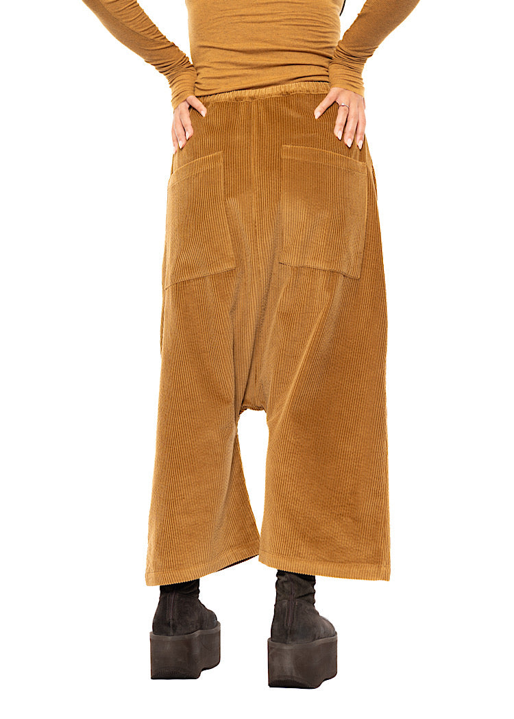 DROP CROTCH STRETCH CORD VELVET TROUSER