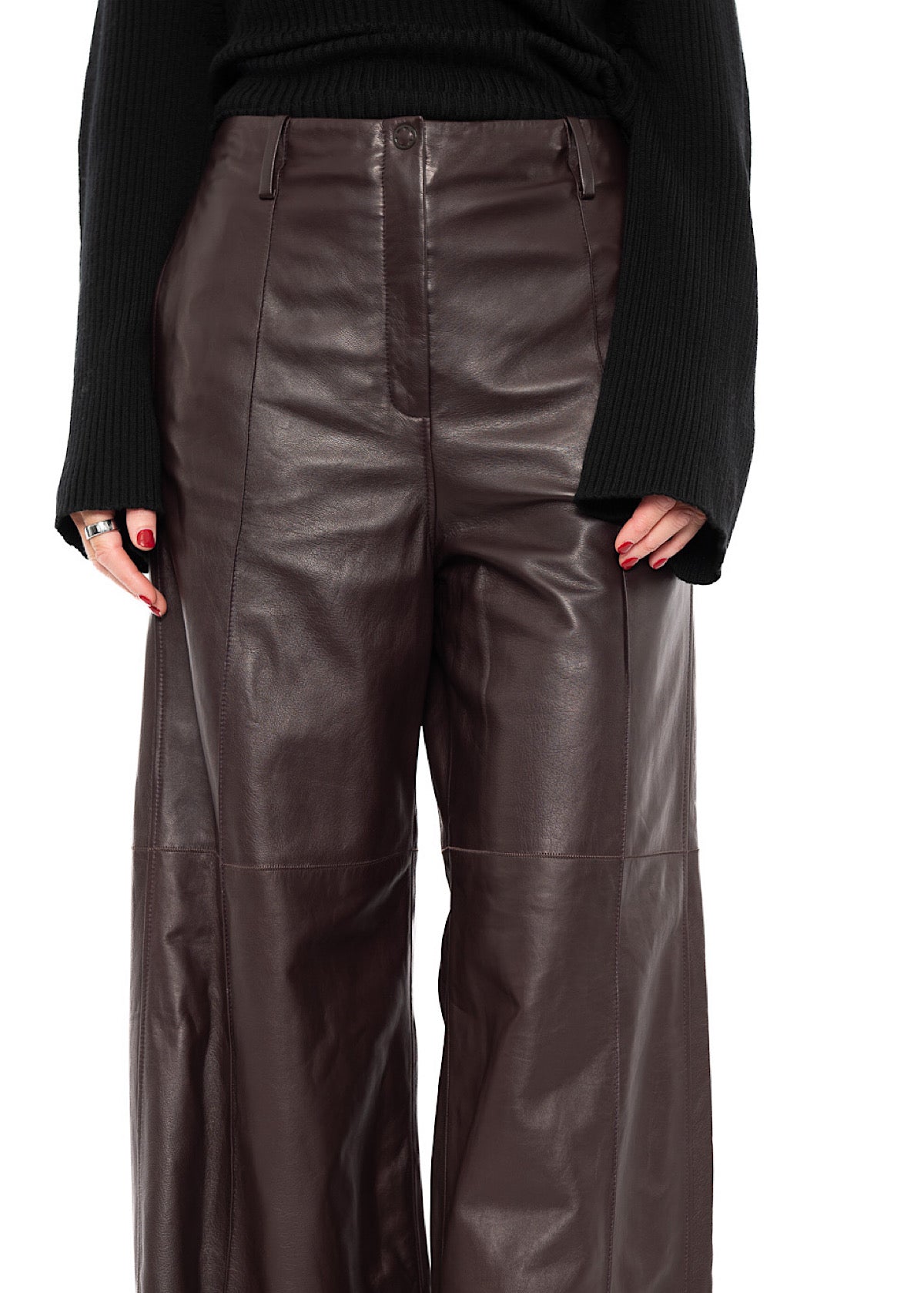 SIGNATURE WIDE LEG LEATHER TROUSER