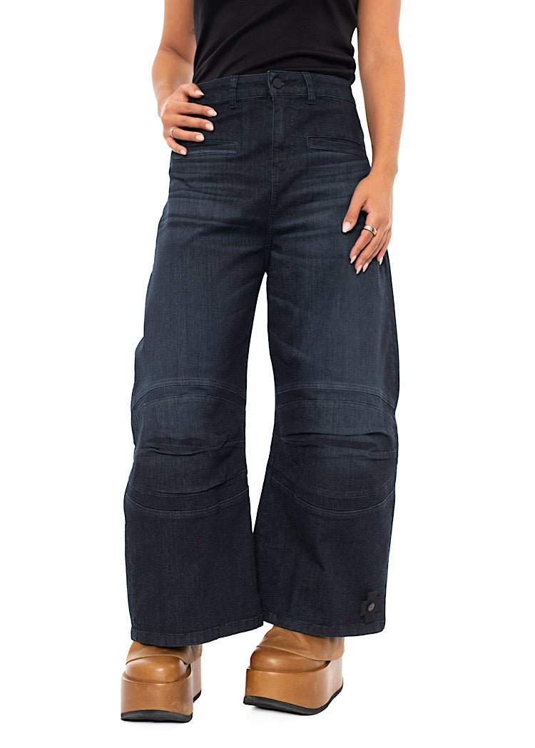STRETCH HORSESHOE WIDE-LEG TROUSER