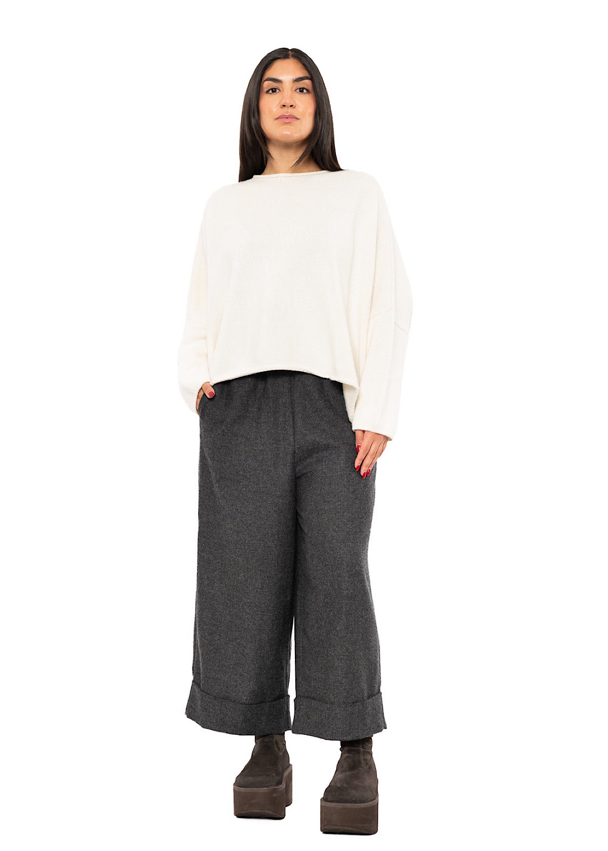 CROPPED CASHMERE BLEND FAUSTA PULLOVER