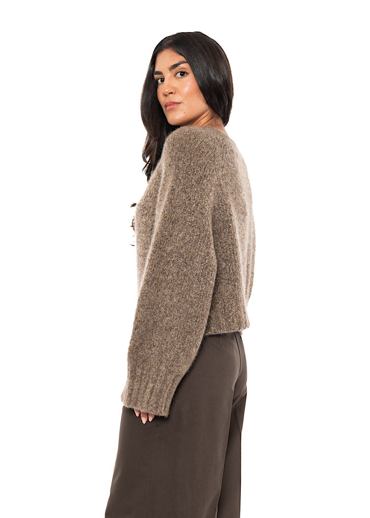 CASHMERE SILK CROPPED LENGTH PULLOVER