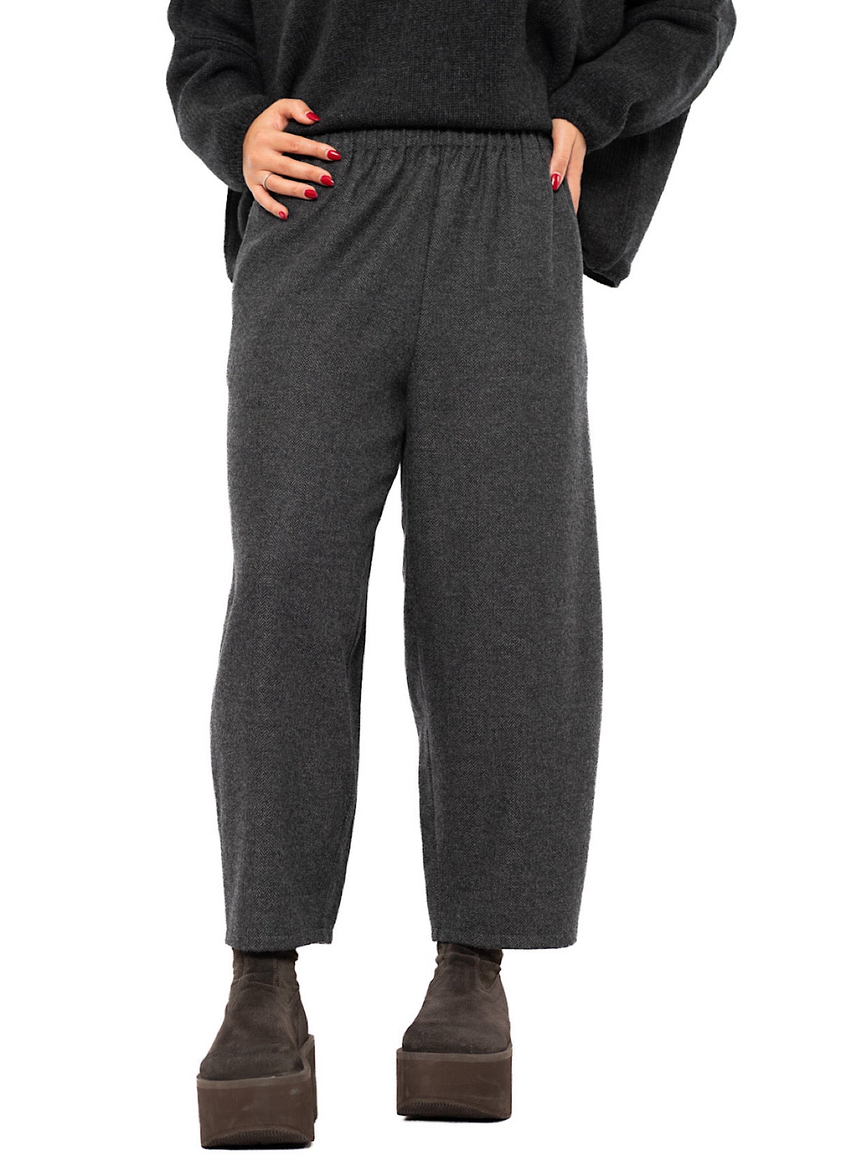 HERRINGBONE WOOL BLEND FOSCO TROUSER