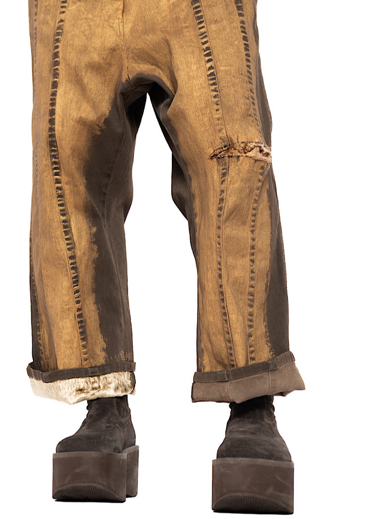 HAND-PAINTED GOLD DENIM TROUSER