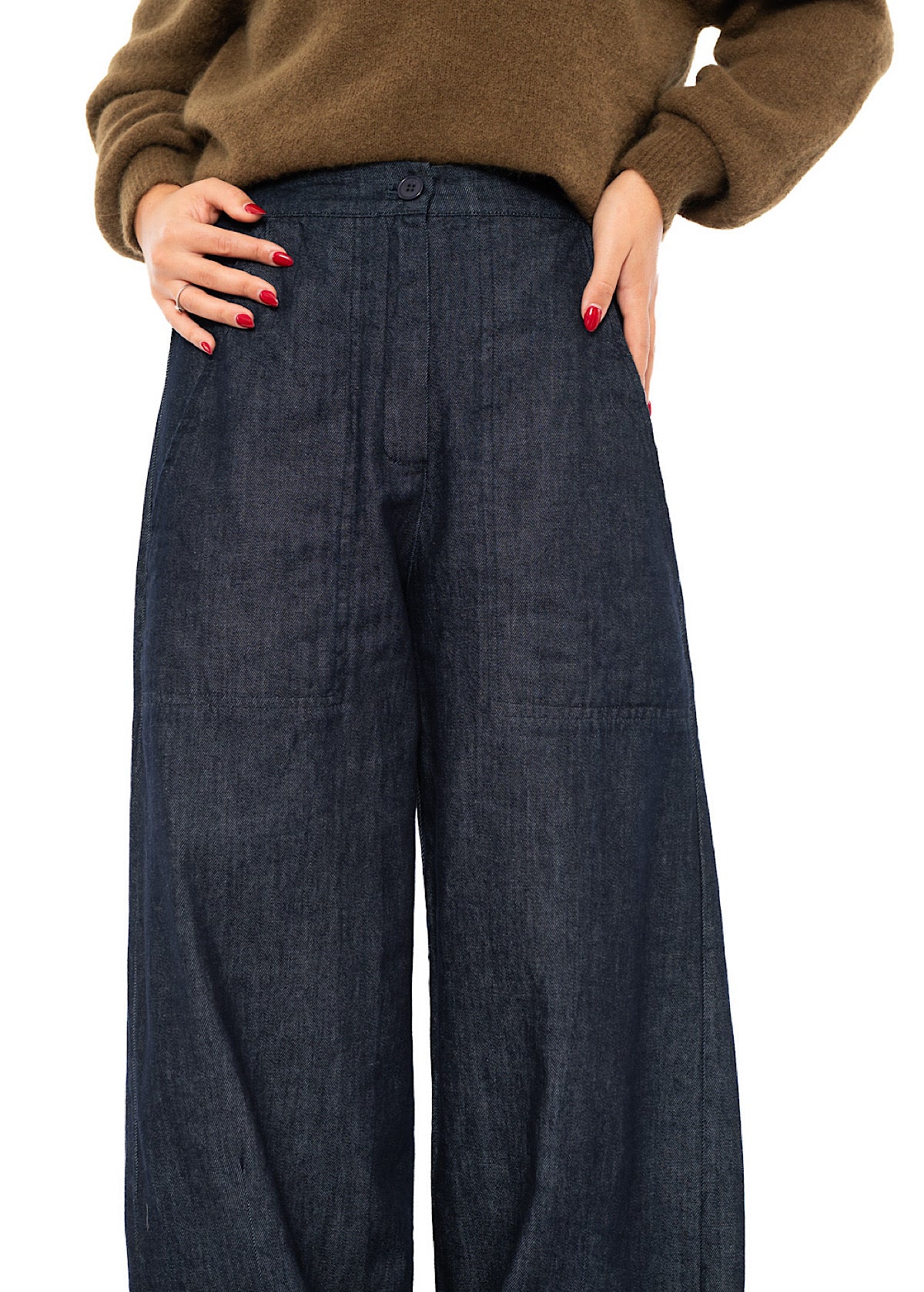 DENIM WIDE-LEG BALLOON TROUSER