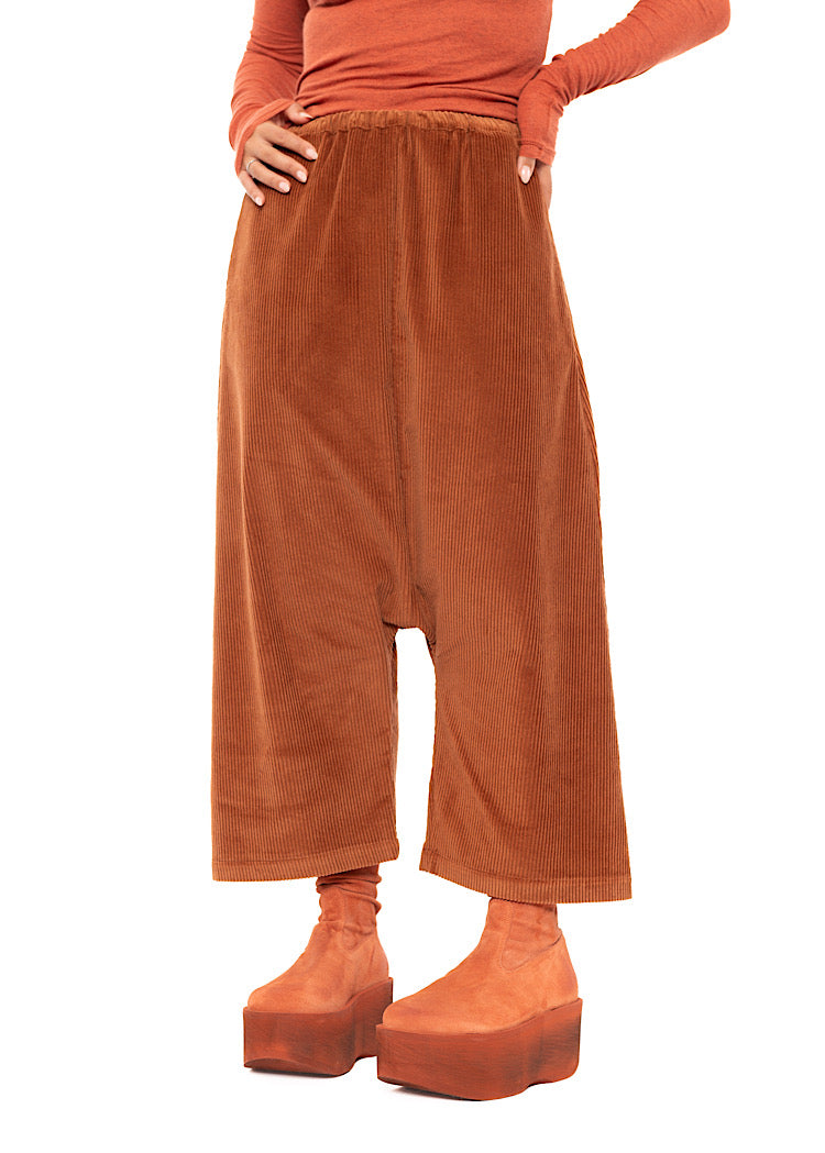 DROP CROTCH STRETCH CORD VELVET TROUSER