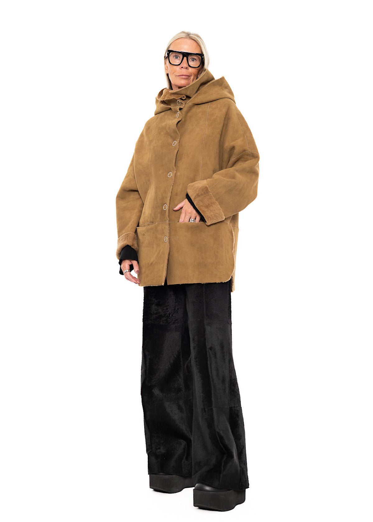 REVERSIBLE FUR HOODED JACKET