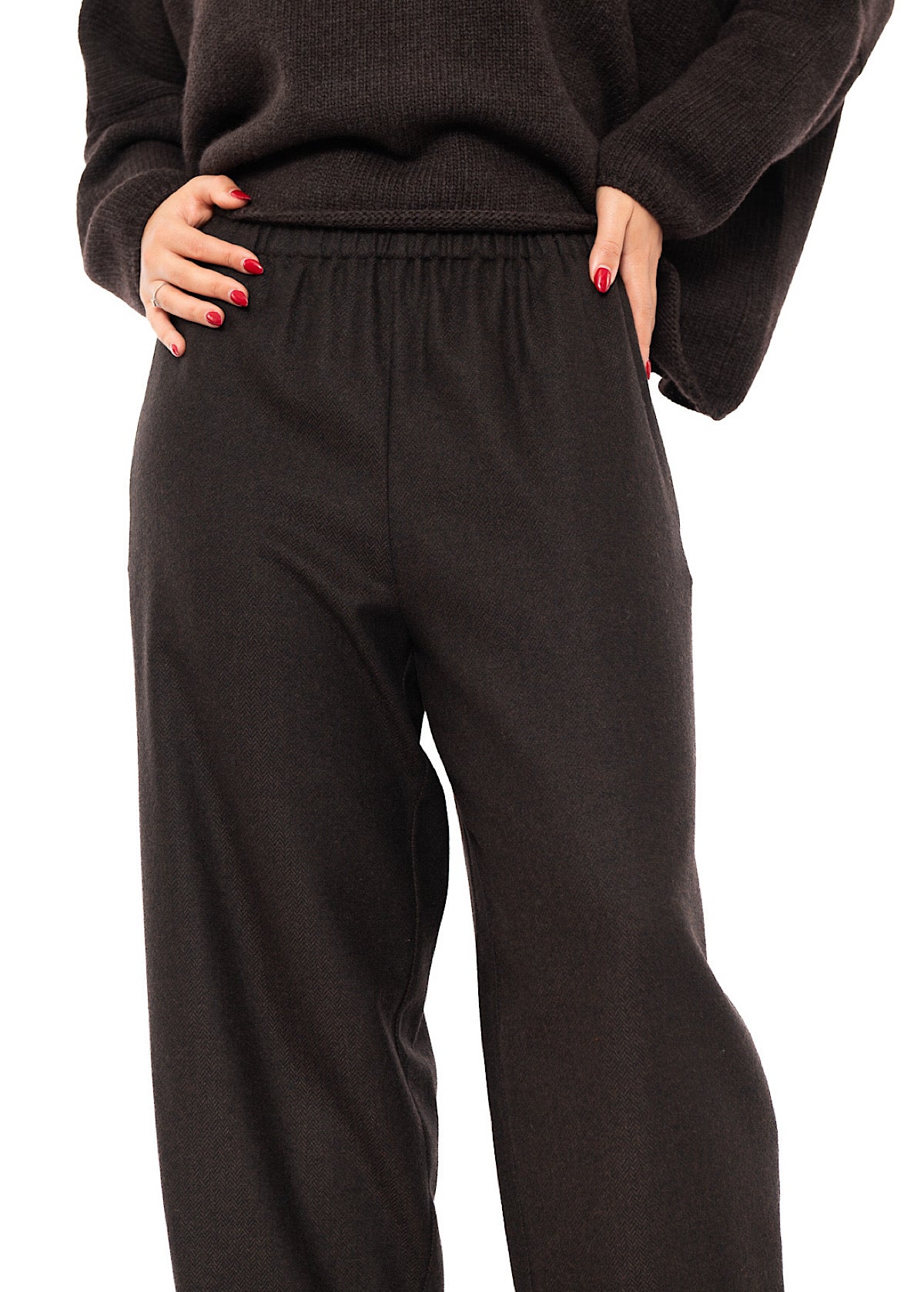HERRINGBONE WOOL BLEND FOSCO TROUSER