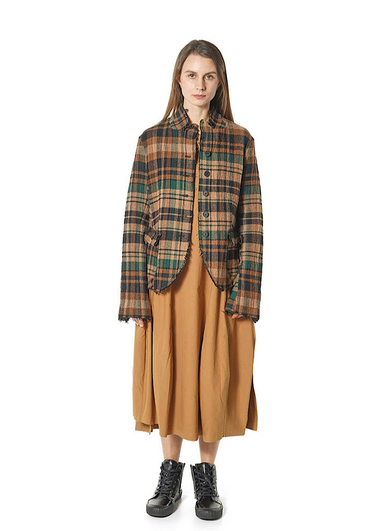 CL FITTED CHECK WOOL JACKET