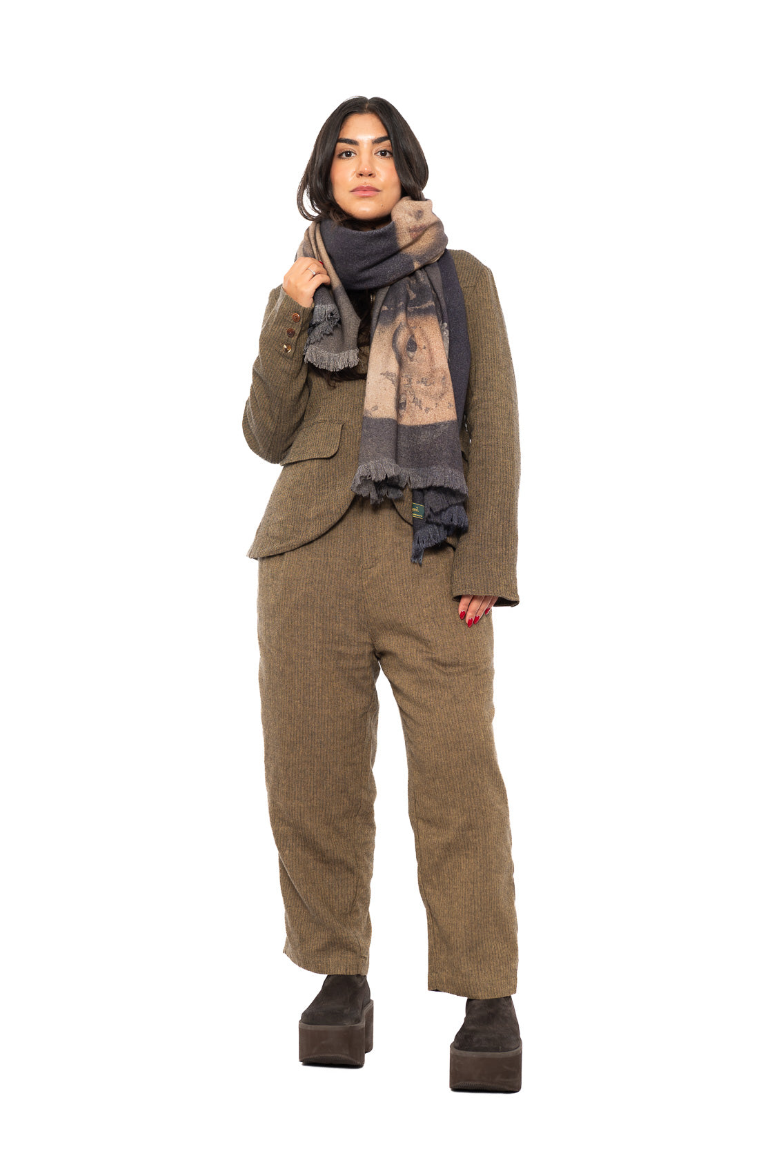PORTRAIT PRINTED WOOL SCARF
