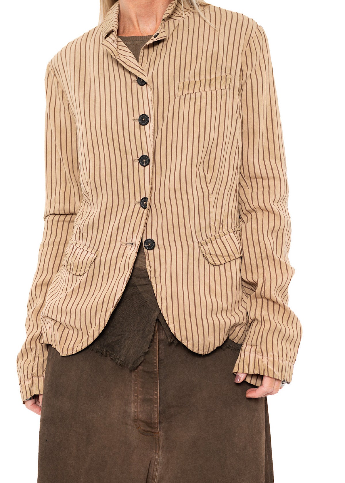 GARMENT-DYED SILK STRIPE JACKET