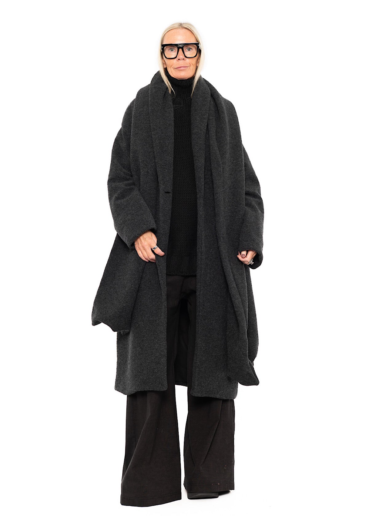 WOOL-BLEND COAT WITH SCARF
